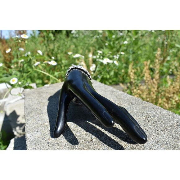 Iridescent Glass & Silver Beaded Stretch Bracelet – Elegant, Timeless, Chic (7") - Picture 9 of 10